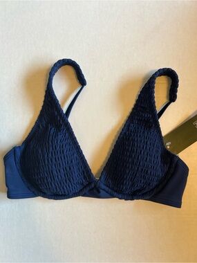 Wild Fable Navy Smocked Triangle Bikini Top Size XS